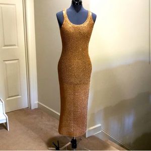Lovers and friends Fiona rose gold metallic maxi dress.
